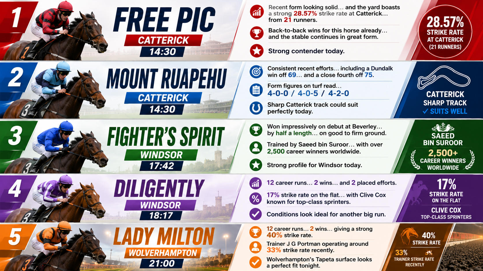 Todays Free Horse Racing Tips - Monday 11th May