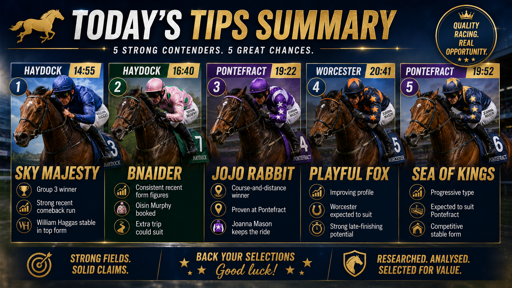 Todays Free Horse Racing Tips - Friday 22nd May