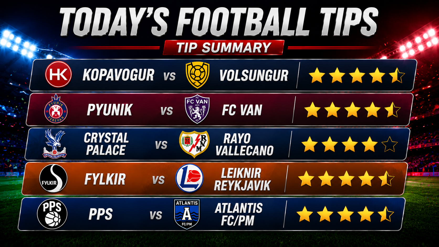 Todays Free Football Tips - Wednesday 27th May