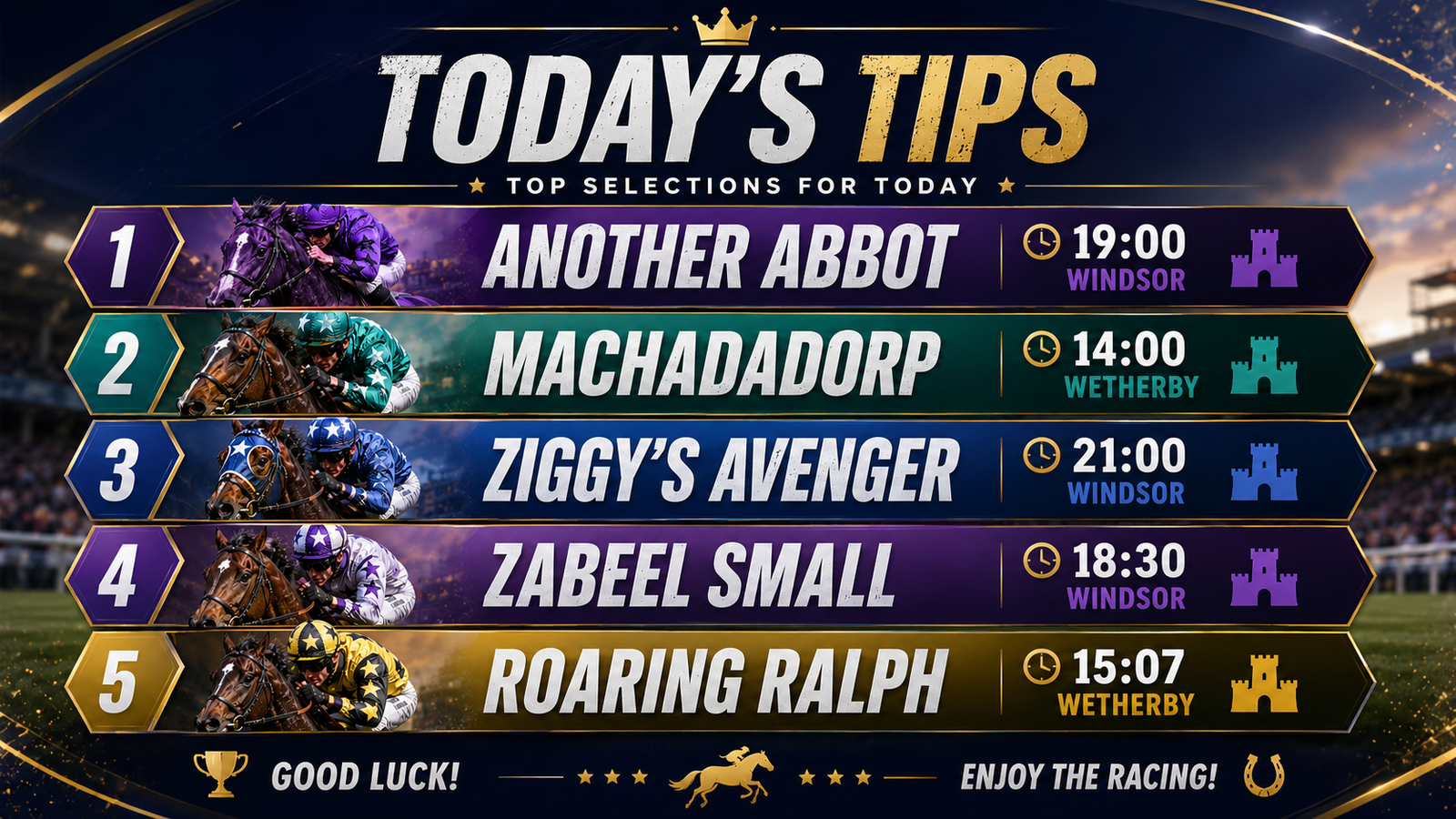 Todays Free Horse Racing Tips – Monday 15th June