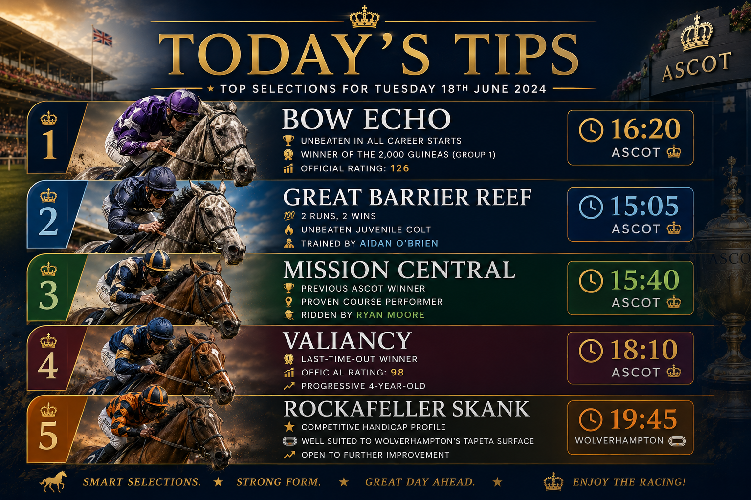 Todays Free Horse Racing Tips – Tuesday 16th June