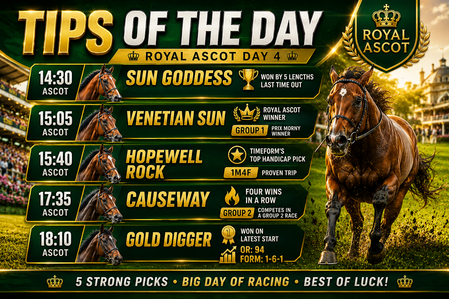Todays Free Horse Racing Tips - Friday 19th June