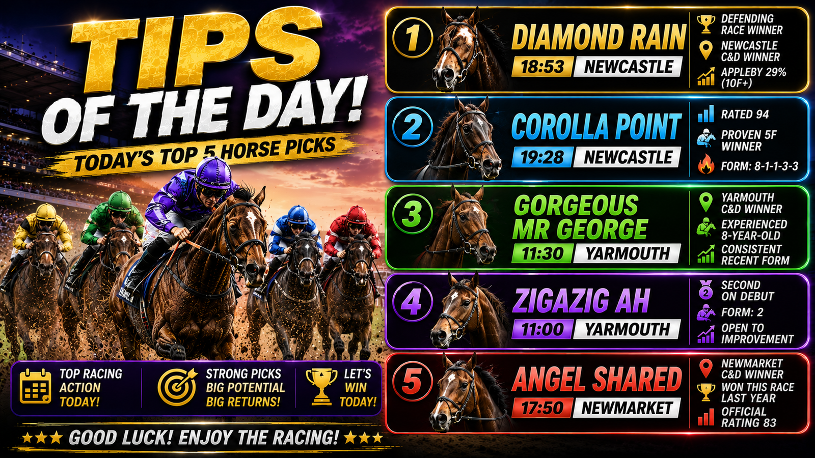 Todays Free Horse Racing Tips - Friday 26th June