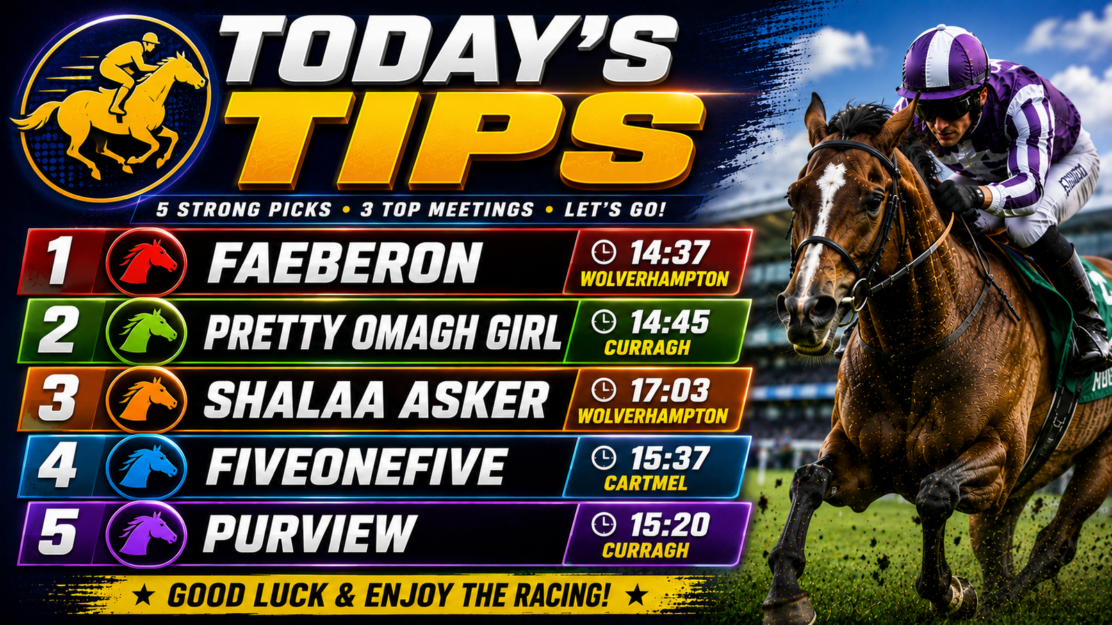 Todays free horse racing tips Sunday 28th June