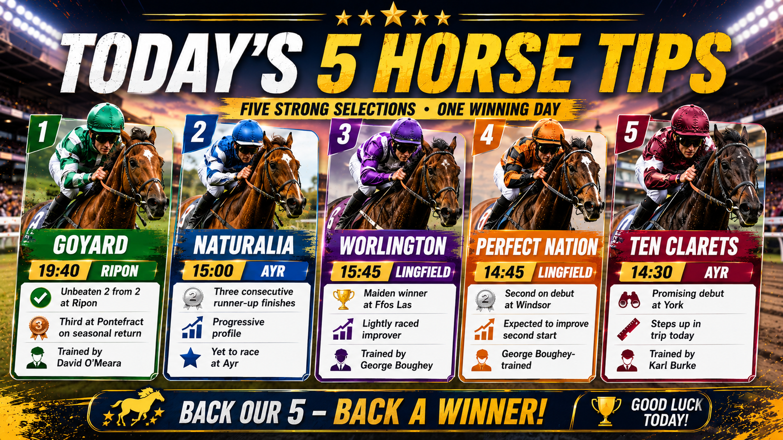 Todays Free Horse Racing Tips - Monday 6th July