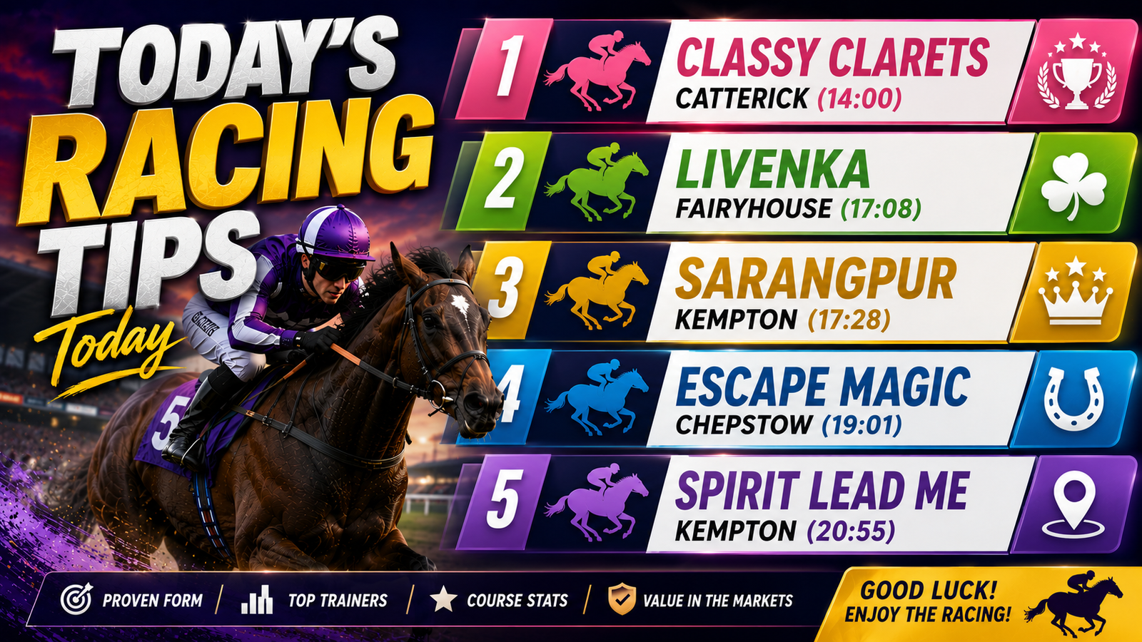 Todays Free Horse Racing Tips - Wednesday 8th July