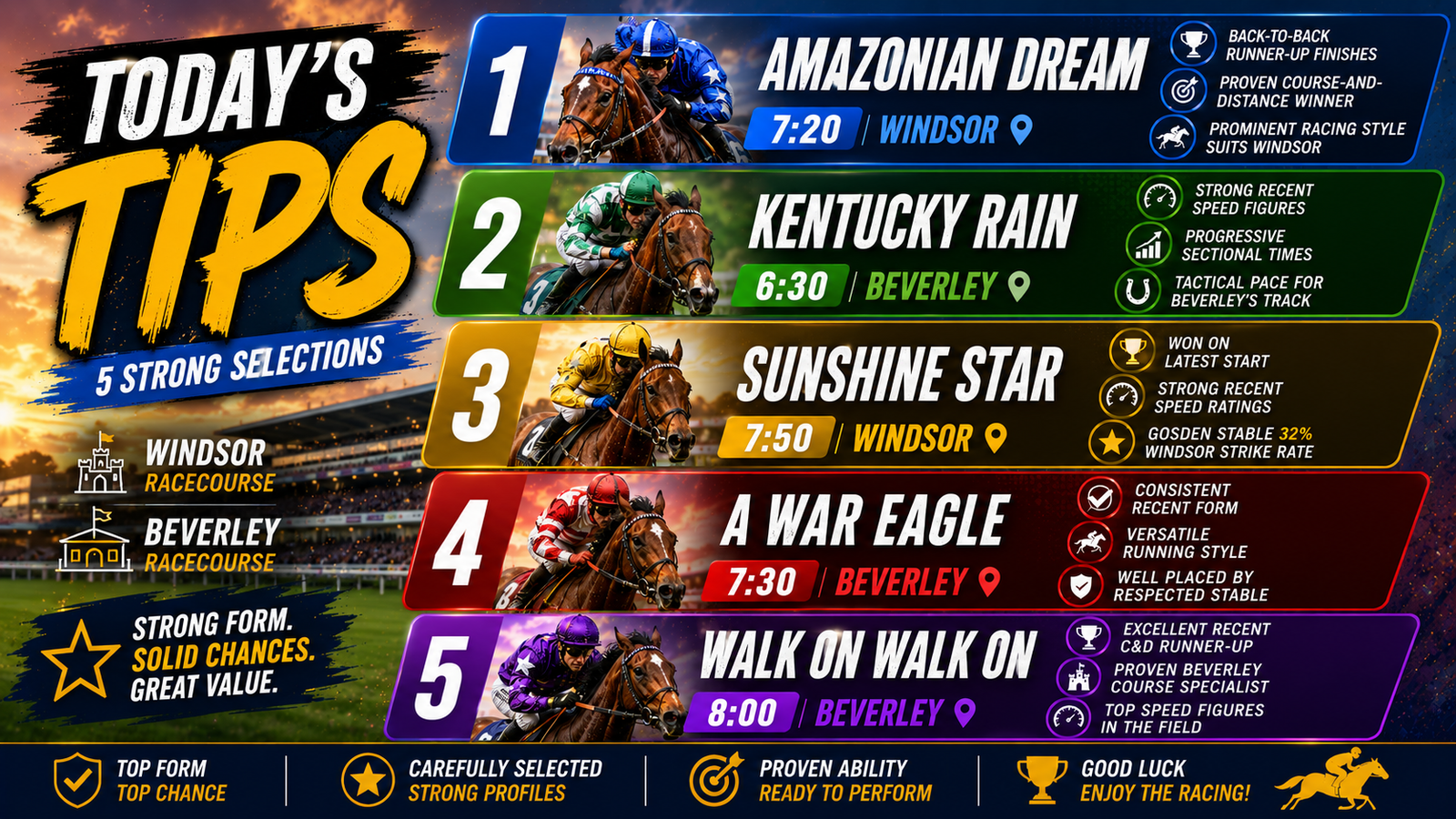 Todays Free Horse Racing Tips - Monday 20th July
