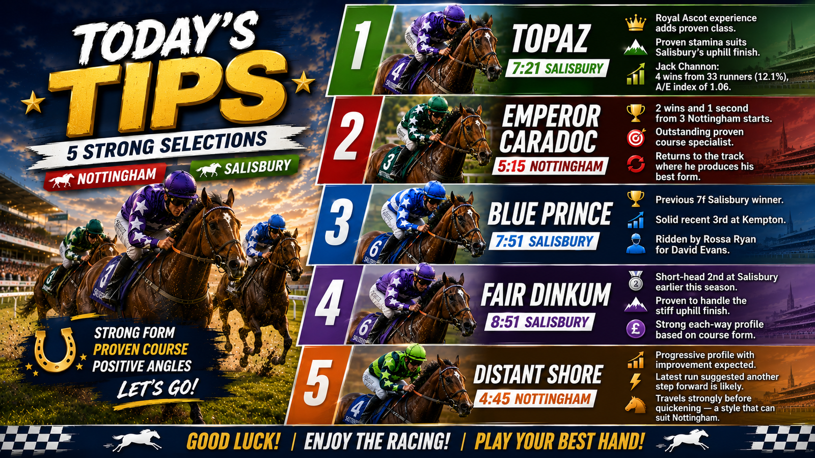 Todays free racing tips