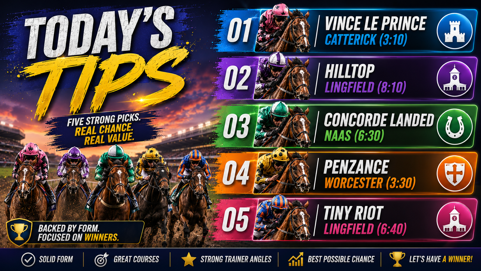 Todays Free Horse Racing Tips - Wednesday 22nd July